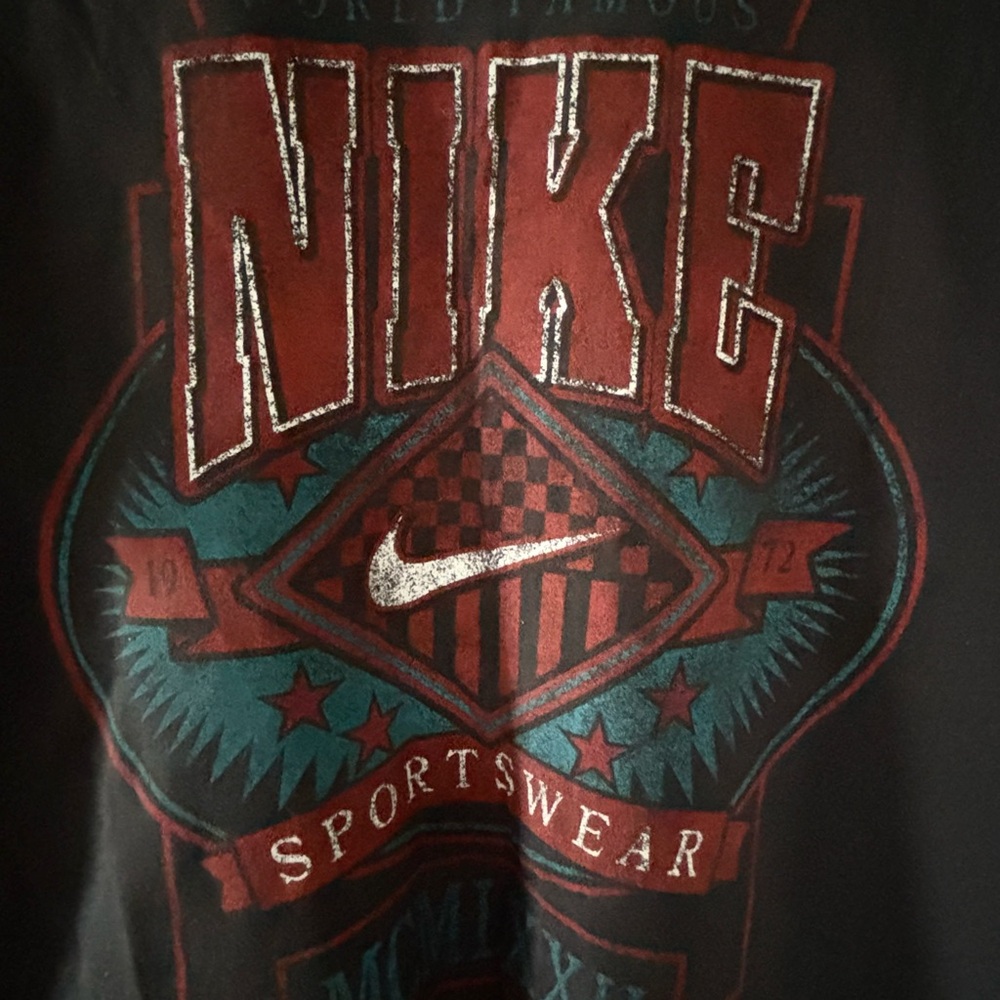 Nike Black Tee with Red and Teal Graphic